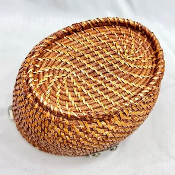 Patricia Nash Caselle Basket Bag Vintage Inspired White Leather Rattan Handbag - Picture 11 of 12